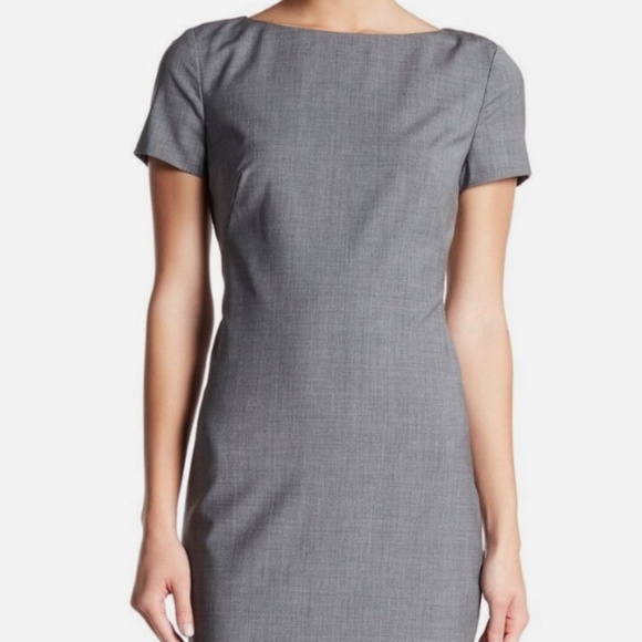 Theory Betty Continuous Wool Short Sleeve Dress Grey Melange - Picture 1 of 4